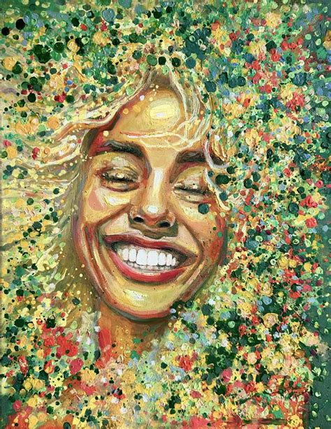 happy woman colorful portrait Painting by Julia Brinkfrau | Saatchi Art