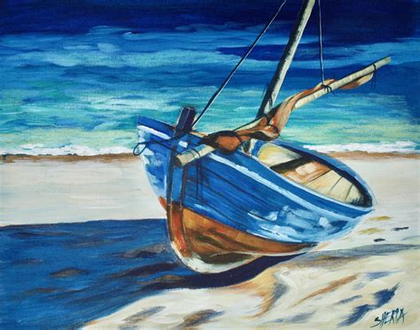 Boat On The Beach Step By Step Acrylic Painting On Canvas For Beginners ...