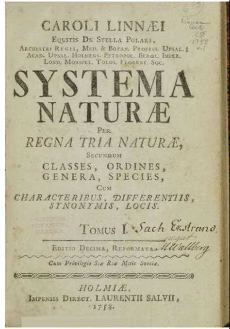 Linnaeus Introduces Binomial Nomenclature for Animals : History of ...