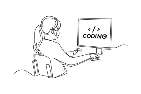 Single one line drawing Programmers or developers make programming ...