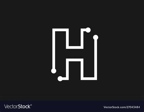 Alphabet letter h black and white logo design Vector Image