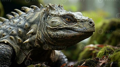 Close-up photo of a Ankylosaurus looking in their habitat. Generative ...