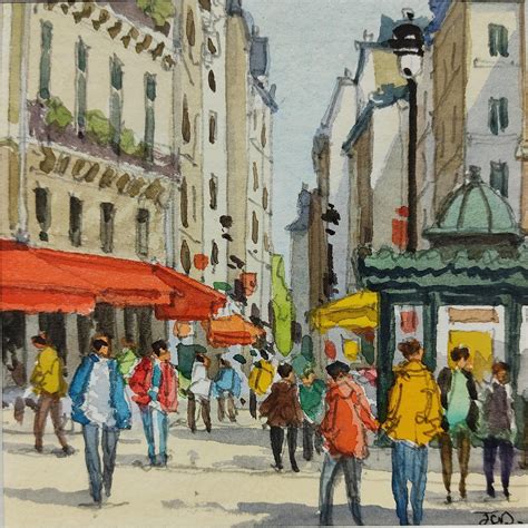 Painting Paris, le quartier latin, rue de la Huchette by Decoudun Jean ...