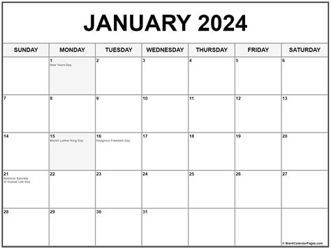 January 2024 with holidays calendar