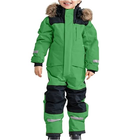 Kids Girls Boys One Pieces Snowsuits Warm Thick Windproof Ski Suits ...