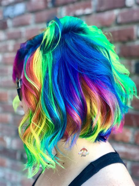 Rainbow neon happy oregon hair yellow green blue pink purple Neon Hair ...