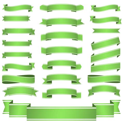 Green ribbon banners vectors 03 free download