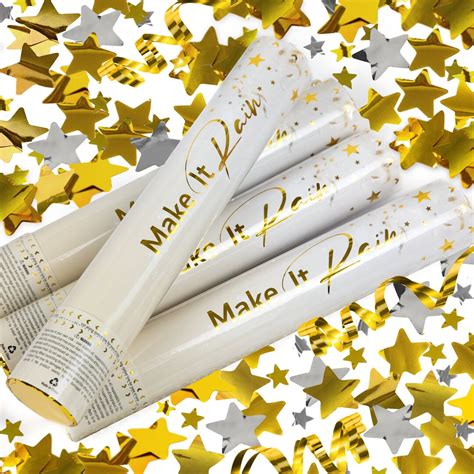 Premium Party Confetti Cannon Gold includes Streamer Cannons and Star ...