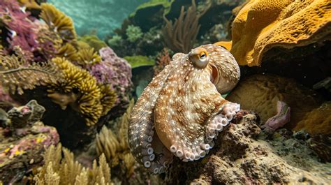 octopus in natural habitat, underwater wildlife photography, marine ...