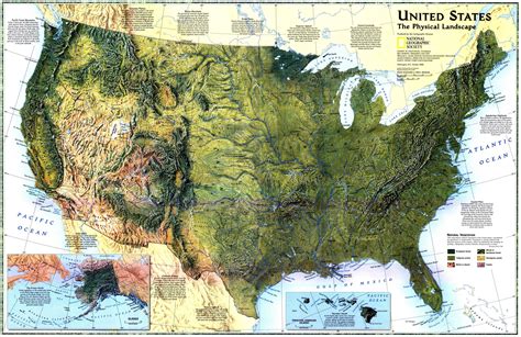 "United States: The Physical Landscape" 1996 map by National Geographic ...