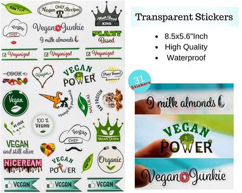 Vegan Stickers 4 Sheets Set Vegan Funny Water Bottle | Etsy