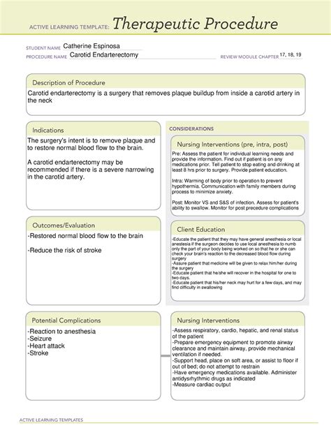 Carotid Endarterectomy Therapeutic Procedure - ACTIVE LEARNING ...