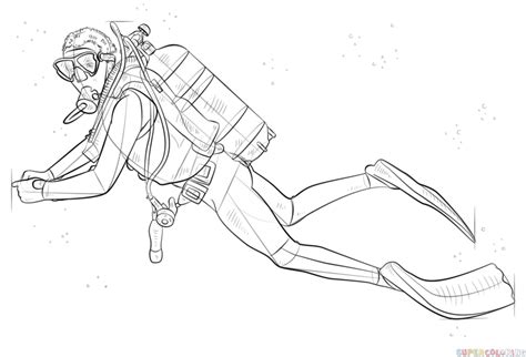 How to draw a scuba diver | Step by step Drawing tutorials | Scuba ...