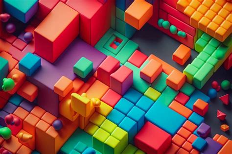 Premium Photo | Colorful geometric tetris-like shapes: a playful ...