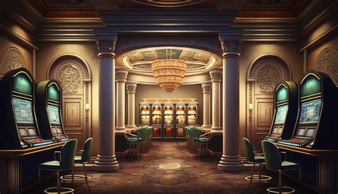 Luxury casino interior with lots of slot machines. Postproducted ...