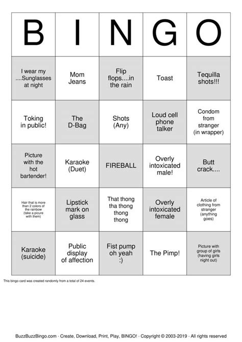 BAR BINGO Bingo Cards to Download, Print and Customize!