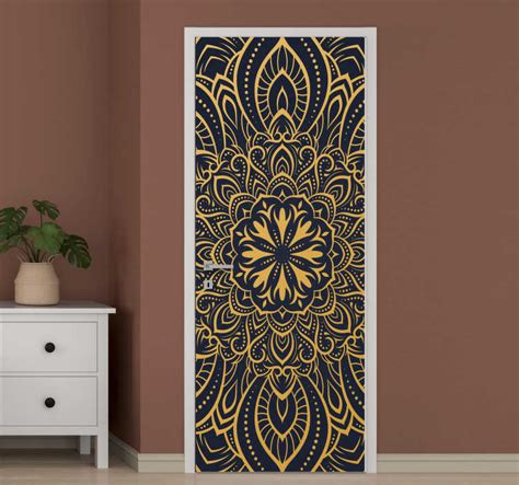 Golden mandala glass door sticker - TenStickers