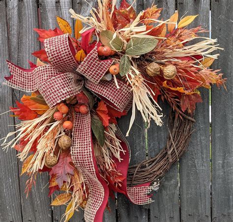 Fall Wreath, Fall Scarecrow Wreath, Fall Leaf Wreath, Fall burlap ...