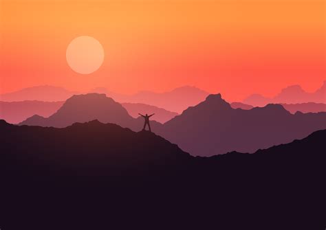 Atardecer Montaña Vectores, Iconos, Gráficos y Fondos para Descargar Gratis