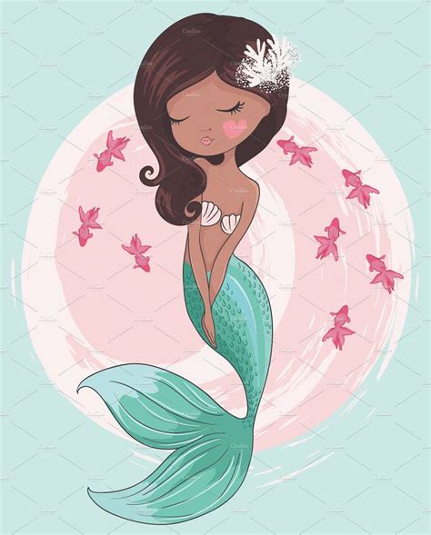 Mermaid pattern.Hawaiian girl vector | Mermaid drawings, Mermaid art ...