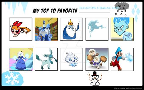 my top 10 favorite ice/snow characters by cartoonstar99 on DeviantArt