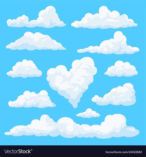 Fluffy clouds in the cartoon style Royalty Free Vector Image