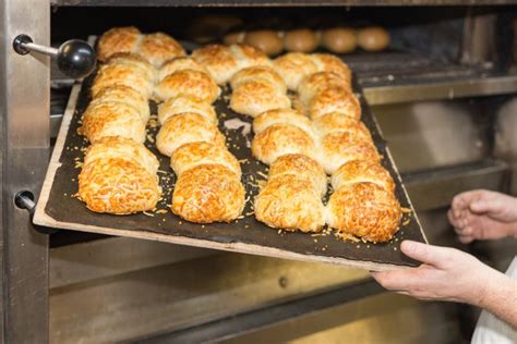 Baking Pastries and Bread in an Oven at a Bakery Stock Image - Image of ...