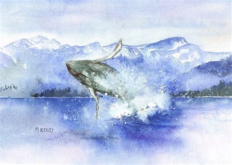 BREACHING WHALE - Original Alaskan Watercolors