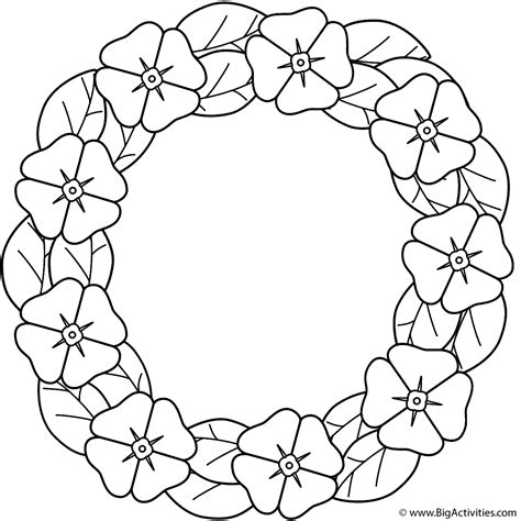 Poppy wreath - Coloring Page (Remembrance Day)