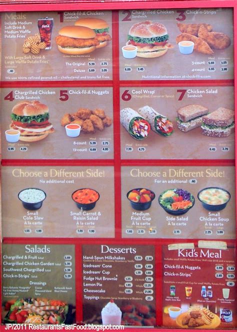 All You Need: Chick Fil a Menu