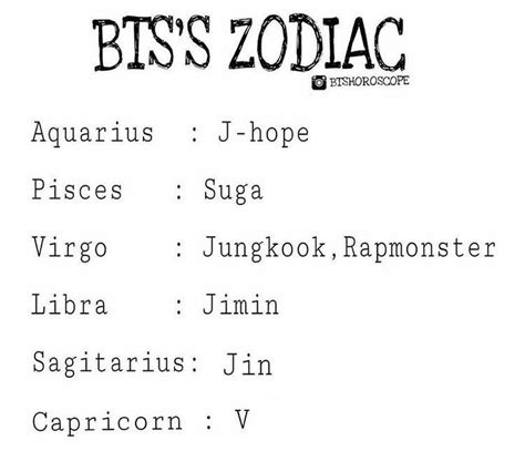 All Bts Members Zodiac Signs - btsjulc