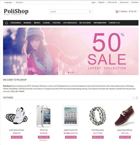 30+ eCommerce HTML5 Themes & Templates