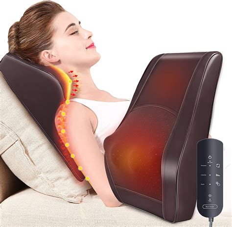 Boriwat Back Massager with Heat, Shiatsu Back and Neck Massager Pillow ...