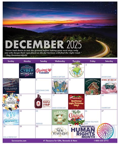 Fun December Calendar with Workplace Holidays | Successories