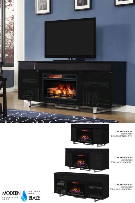 Modern TV Stand with Fireplace features simple lines and plenty of ...