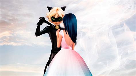 Download Ladybug And Cat Noir Kiss Wedding Dress Wallpaper | Wallpapers.com