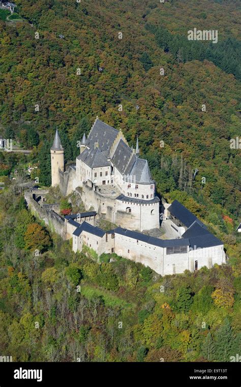 VIANDEN CASTLE (aerial view). Diekirch district, Luxembourg Stock Photo ...