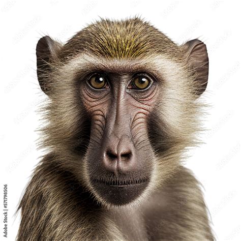 baboon monkey face shot isolated on transparent background cutout Stock ...