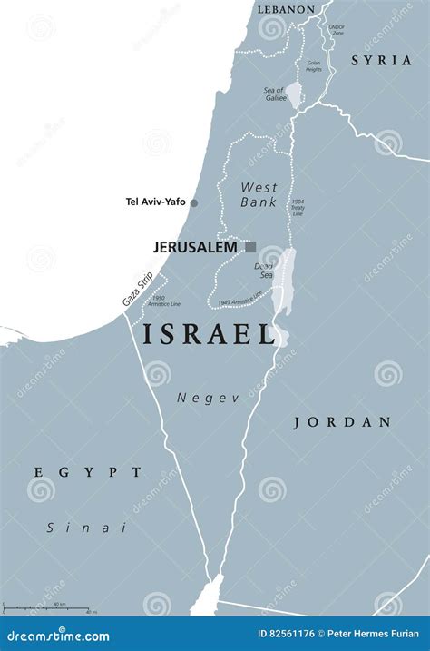 Israel political map gray stock vector. Illustration of jerusalem ...