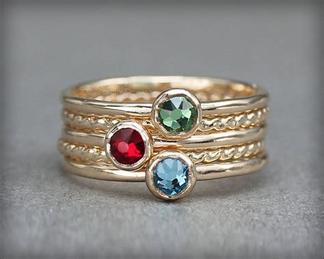 Birthstone Ring Set - (with 3 birthstones) | LE Jewelry Designs