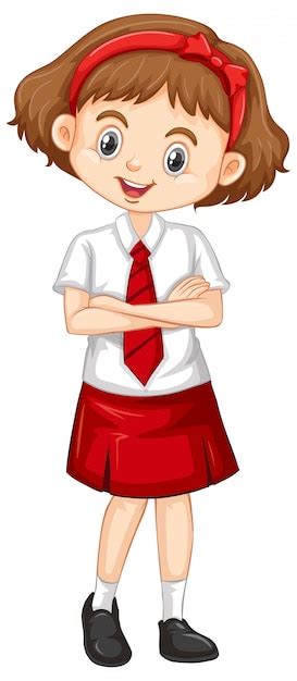 One happy girl in red skirt | Free Vector