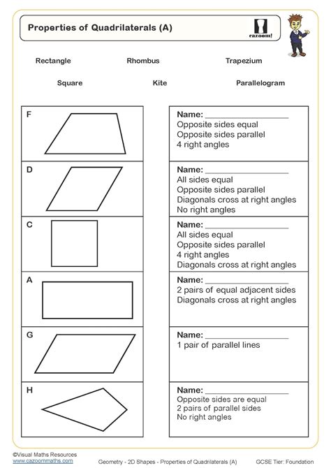 Properties of Quadrilaterals (A) Worksheet | Fun and Engaging PDF ...