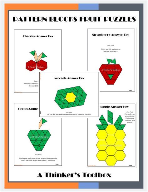 Pattern Blocks Fruit Puzzles #healthy | Pattern blocks, Fruit pattern ...