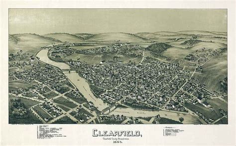 1895 Panoramic Map of Clearfield Pennsylvania - Etsy