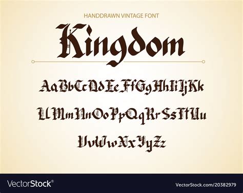 Blackletter gothic script hand-drawn font Vector Image