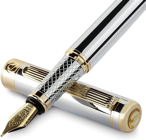 Amazon.com : Scriveiner Silver Chrome Fountain Pen - Stunning Luxury ...