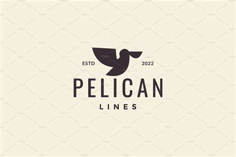 bird flying pelican hipster logo – MasterBundles