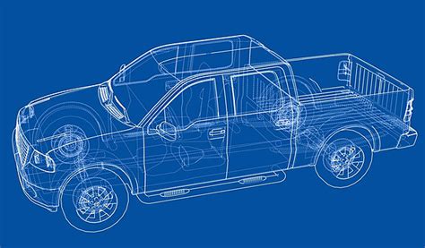 Car Suv Drawing Outline Vector Rendering Simple Blueprint Silhouette ...