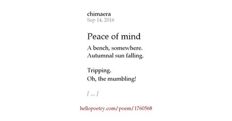 Peace of mind by chimaera - Hello Poetry