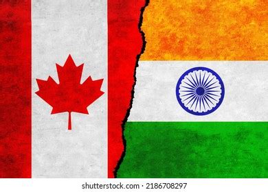 India Canada Painted Flags On Wall Stock Illustration 2186708297 ...